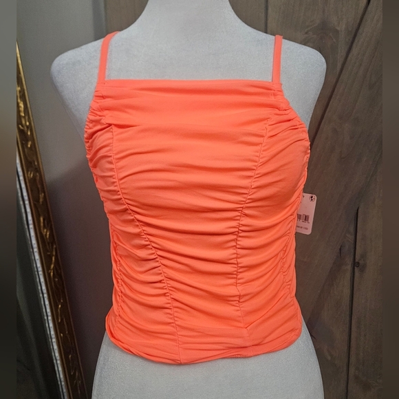 FREE PEOPLE FP Movement Shirr Enough Tank Neon Coral. Size Small NWT - Picture 9 of 9